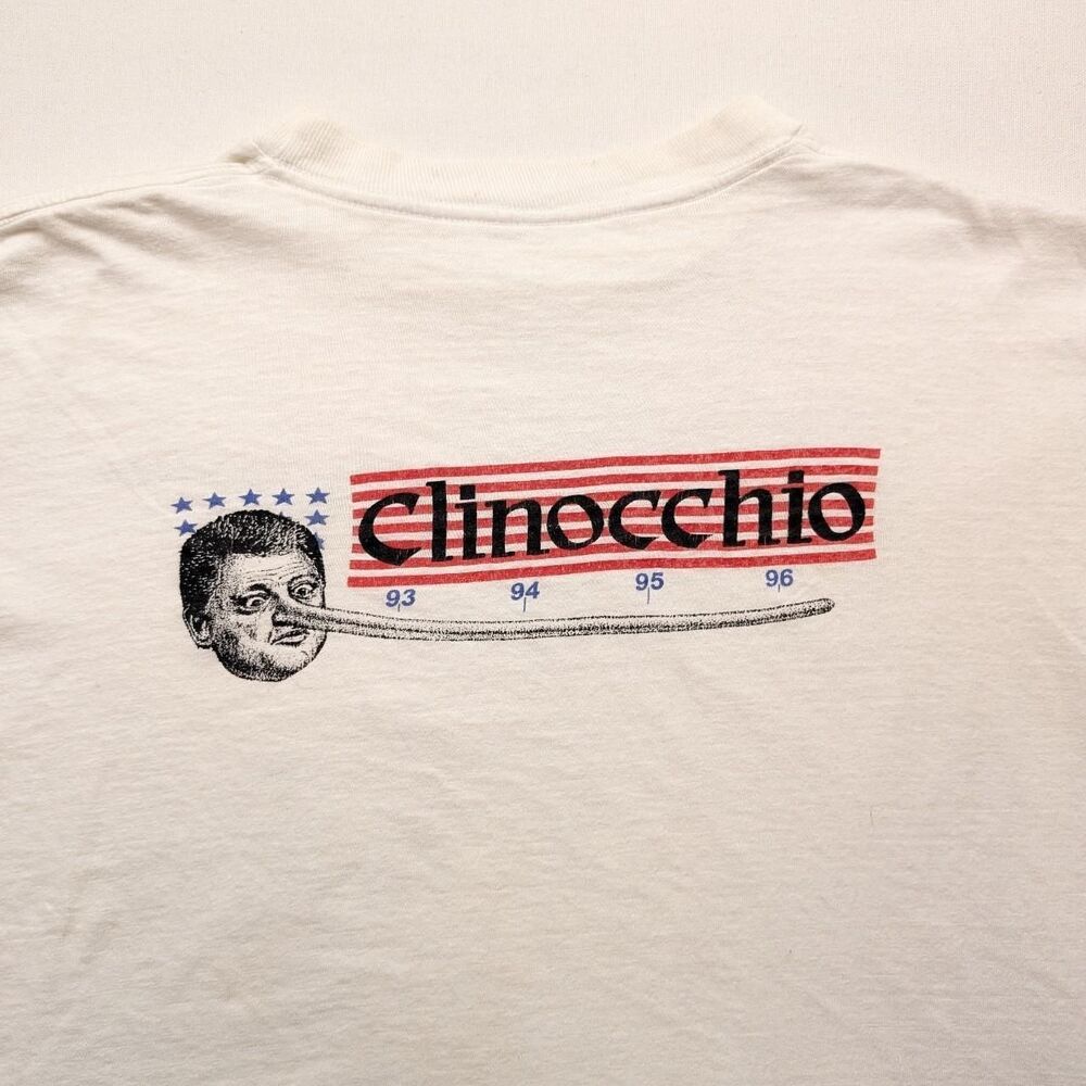 Vintage Clinocchio Clinton Political Campaign Tshirt 90s Single Stitch Size L